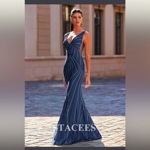 Elegant Navy Prom Evening Dress